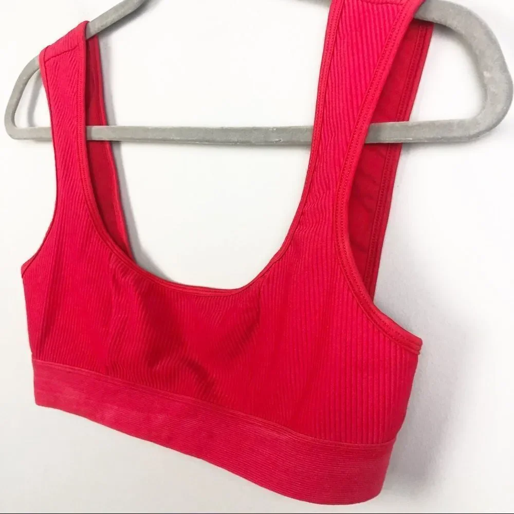 FRANKIE’S BIKINIS | Drew Red Ribbed Pullover Bikini Top Women’s Size Large